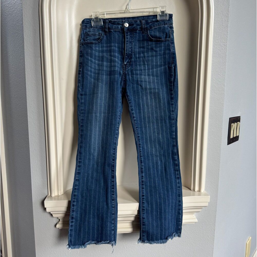 Litz Mid Rise Flare Pin Stripe Jeans Size 28
